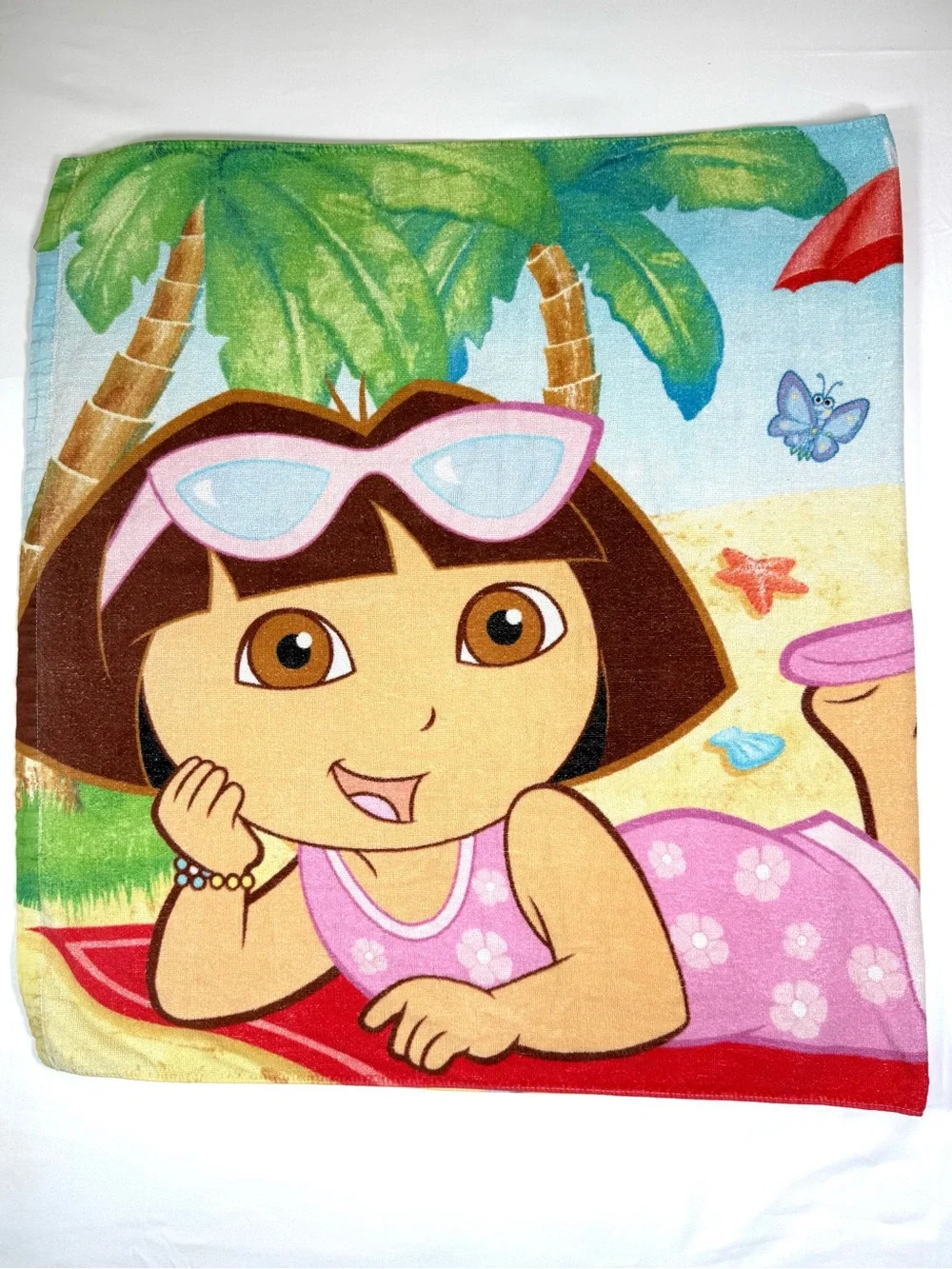VINTAGE NICKELODEON Dora The Explorer Boots Beach Towel 2007 Nick Jr Pool Bath